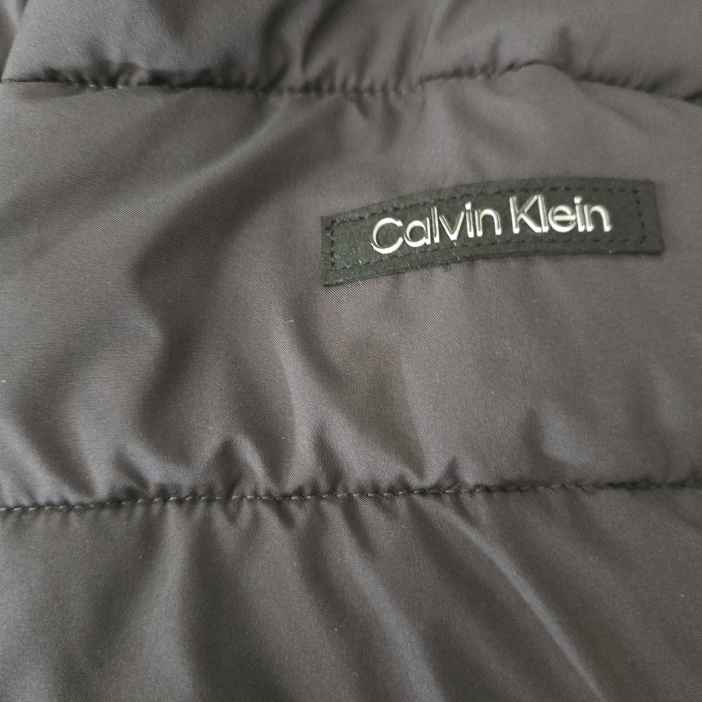 Calvin Klein Lightweight Quilted Puffer Jacket Black Full Zip Coat Large - Picture 7 of 7
